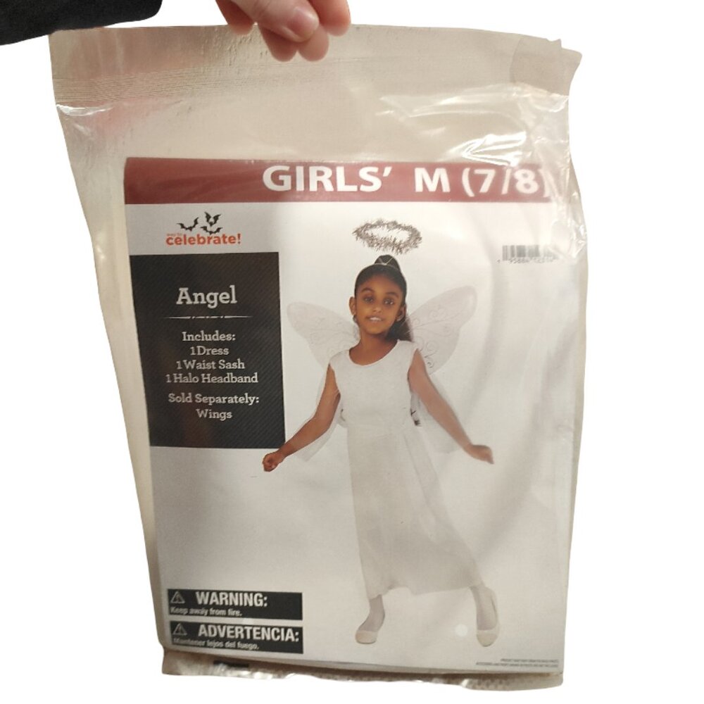 Angel Costume (Dress, Sash, Halo) New with Tags NWT Girl's Size M/L Medium/Large